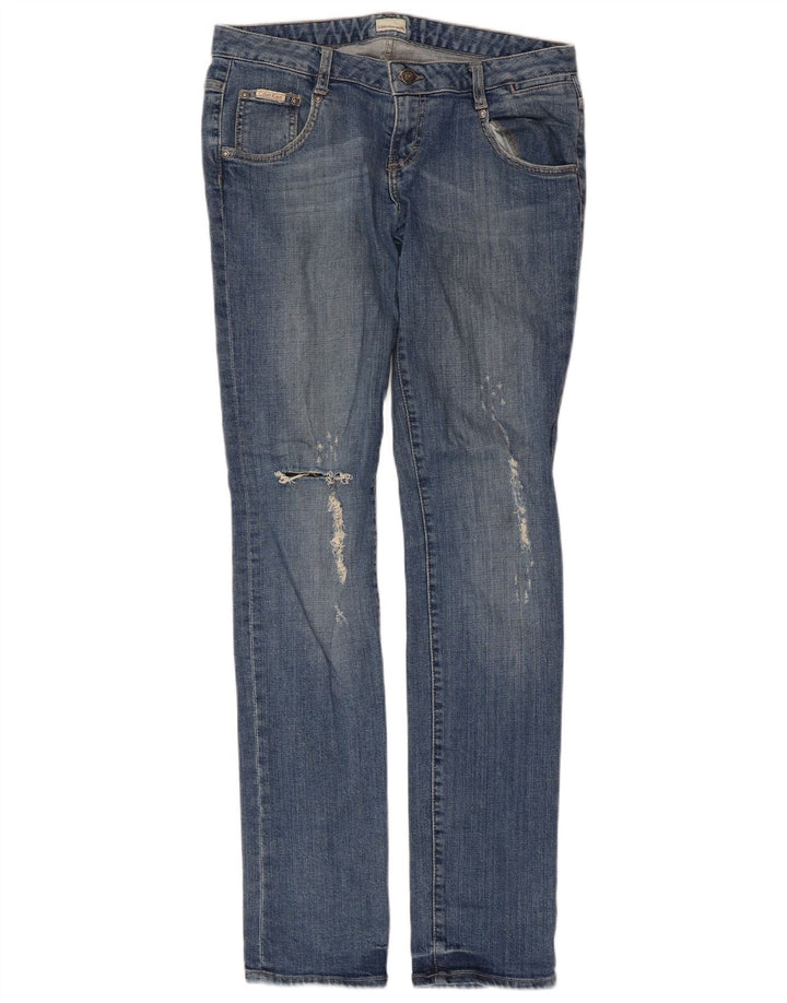 Calvin Klein Womens Distressed Slim Jeans W30 L33 Blue Cotton