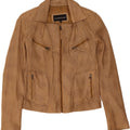VINTAGE Womens Crop Leather Jacket UK 14 Large Brown Leather Vintage Vintage and Second-Hand Vintage from Messina Hembry 