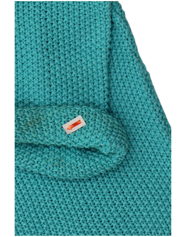 VINTAGE Womens Oversized V-Neck Jumper Sweater IT 42 Medium Turquoise