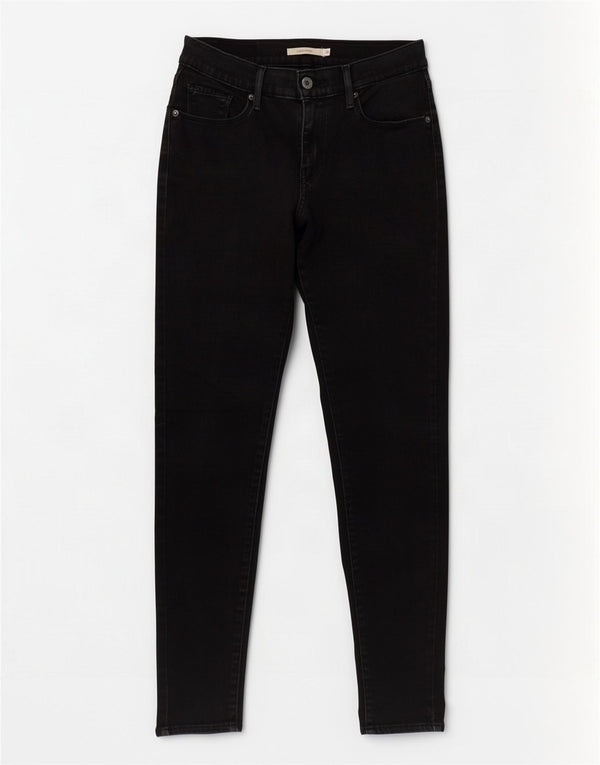 Jeans femininos Levi's Slim W28 L30 algodão preto