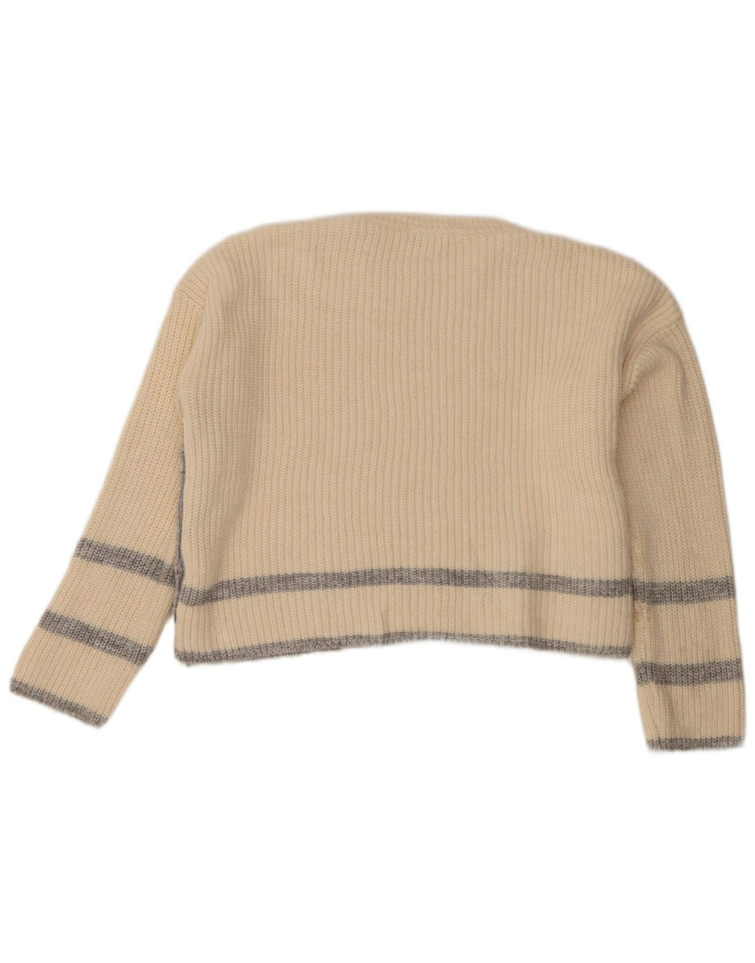Marks & Spencer Womens Crop Crew Neck Jumper Sweater UK 14 Medium Beige