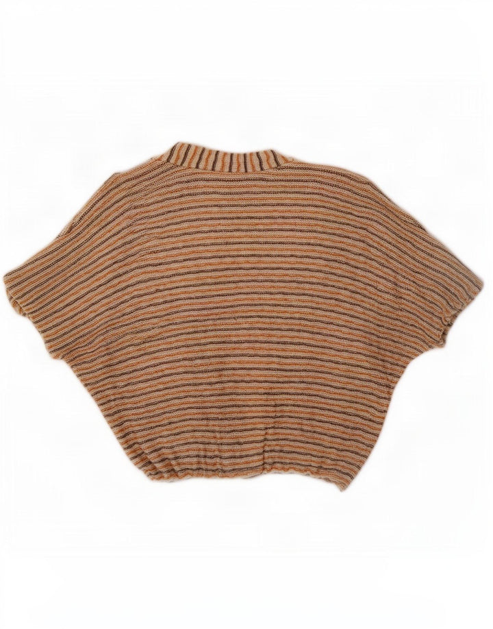 Vintage Womens Crop Cardigan Top EU 40 Medium Beige Striped