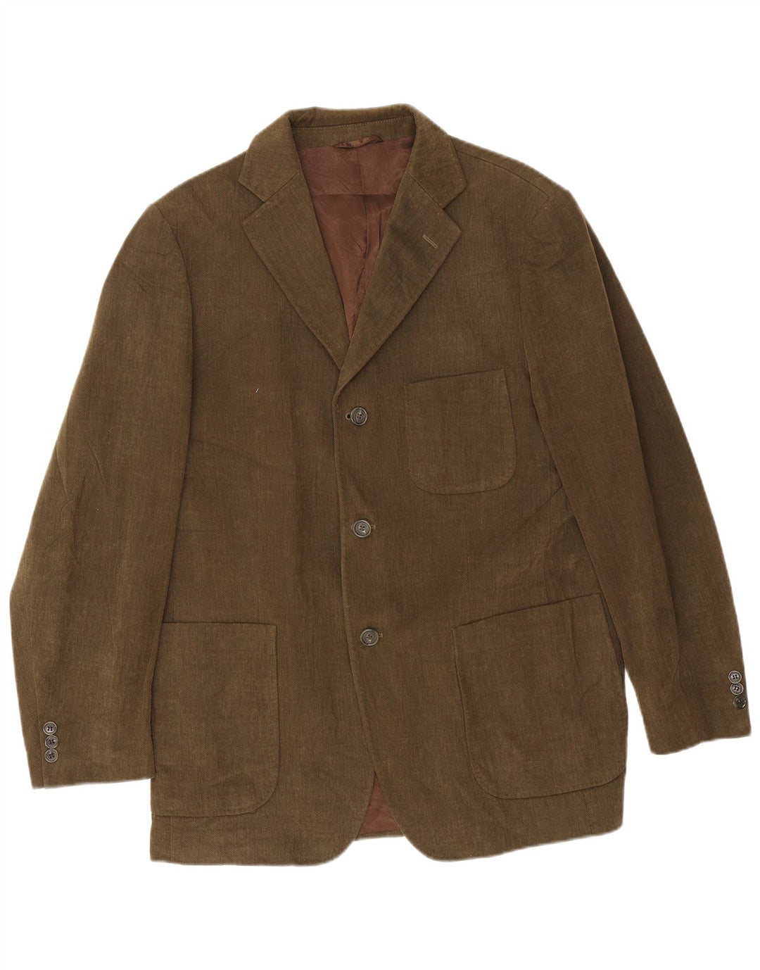 Henry Cottons Mens 3 Button Blazer Jacket IT 54 2XL Khaki Cotton