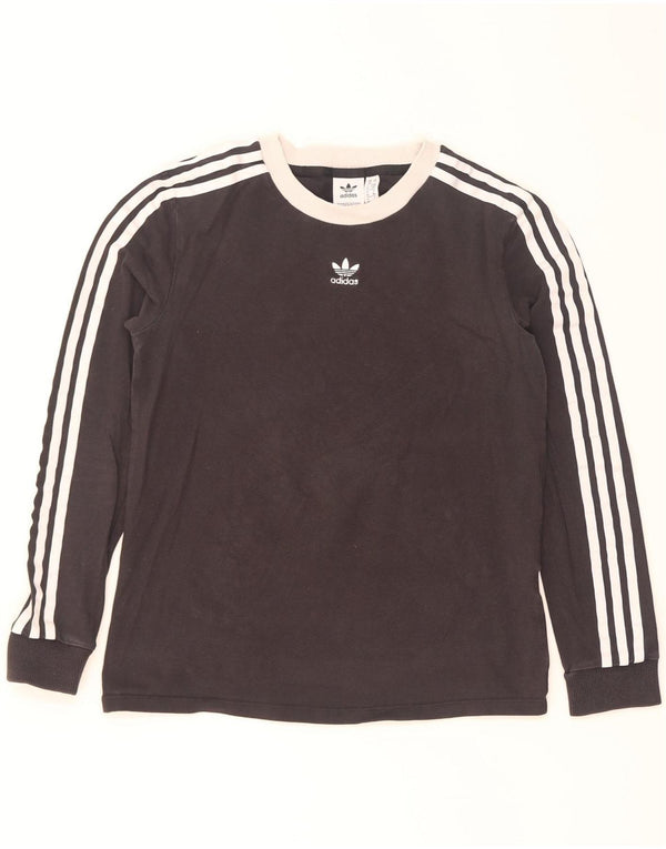 Adidas Dame Top Langærmet UK 10 Small Black Colourblock Bomuld