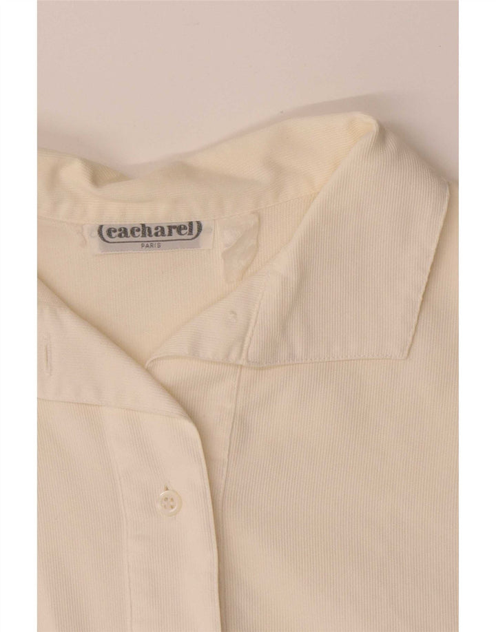 Cacharel Womens Crop Short Sleeve Shirt Blouse UK 14 Medium White