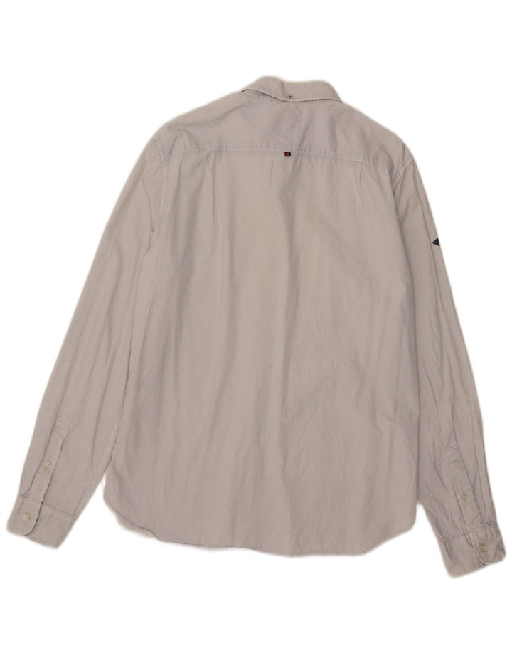Superdry Herren-Hemd 2XL aus grau gefleckter Baumwolle
