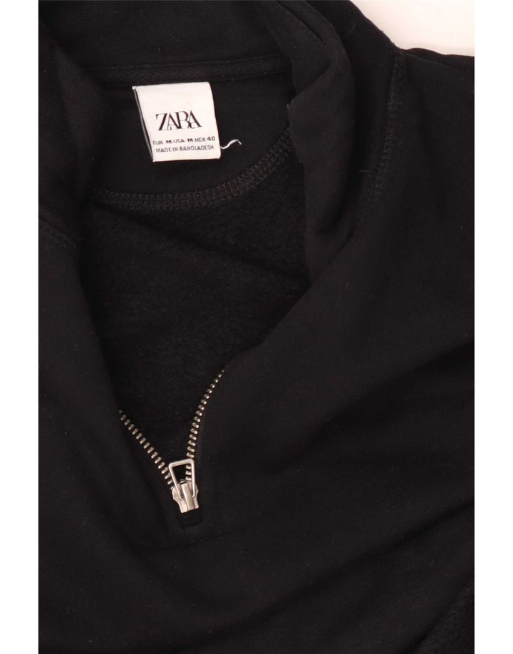 Felpa Zara da uomo con collo con zip, maglione medio nero