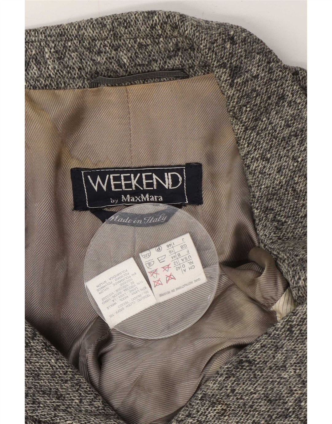 Max Mara Veste blazer Weekend 1 bouton pour femme UK 16 Large Gris Moucheté