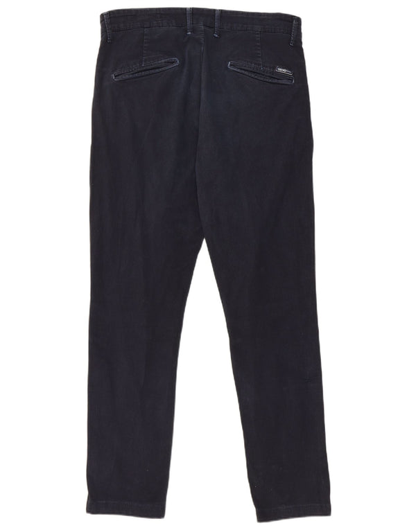 Liu Jo Calça masculina de veludo cotelê slim fit W32 L28 azul marinho