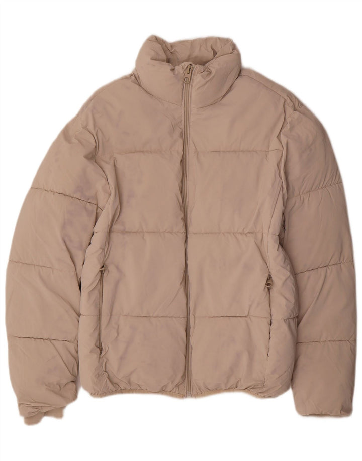 Zara Veste matelassée surdimensionnée pour femme UK 10 Petit nylon beige
