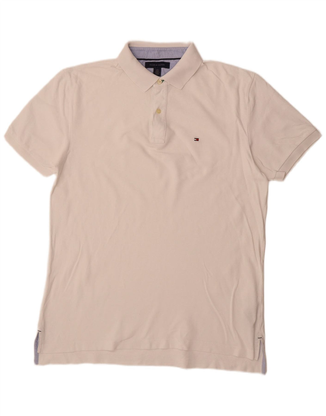 TOMMY HILFIGER Mens Polo Shirt Large White Cotton
