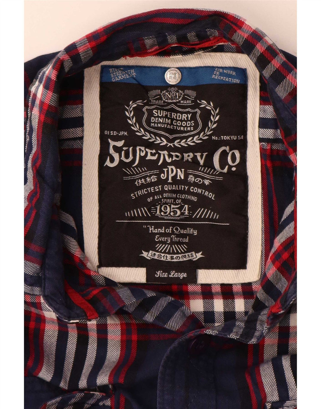 Superdry Herren-Flanellhemd, groß, marineblau, kariert, Baumwolle
