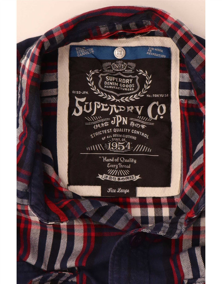 Superdry Herren-Flanellhemd, groß, marineblau, kariert, Baumwolle