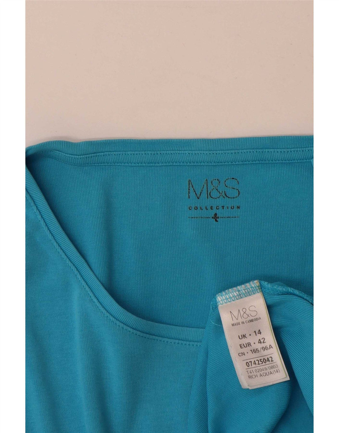 Marks & Spencer Top da donna a maniche lunghe UK 14 Large Blu Cotone