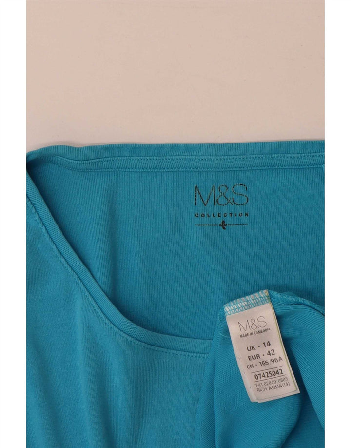 Marks & Spencer Top da donna a maniche lunghe UK 14 Large Blu Cotone