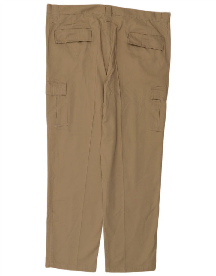 VINTAGE Mens Straight Cargo Trousers W42 L31 Beige Polyester