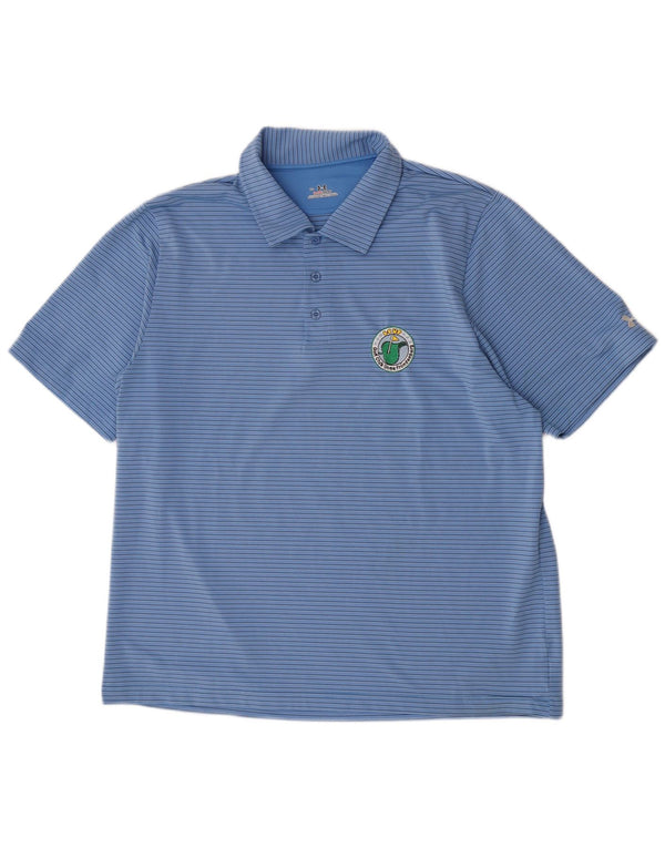 Under Armour Herre Heat Gear Polo Shirt XL Blue Pinstripe Polyester