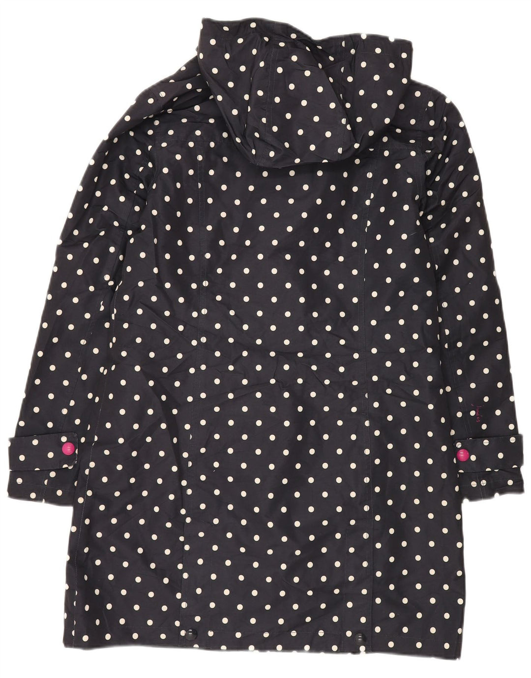 JOULES Womens Oversized Windbreaker Coat UK 10 Small Navy Blue Polka Dot