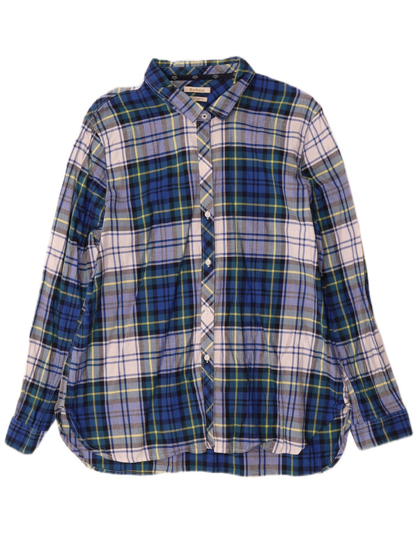 Cămașă de flanel pentru femei Barbour, cu tăiere relaxată, UK 18 XL, bumbac cu check albastru