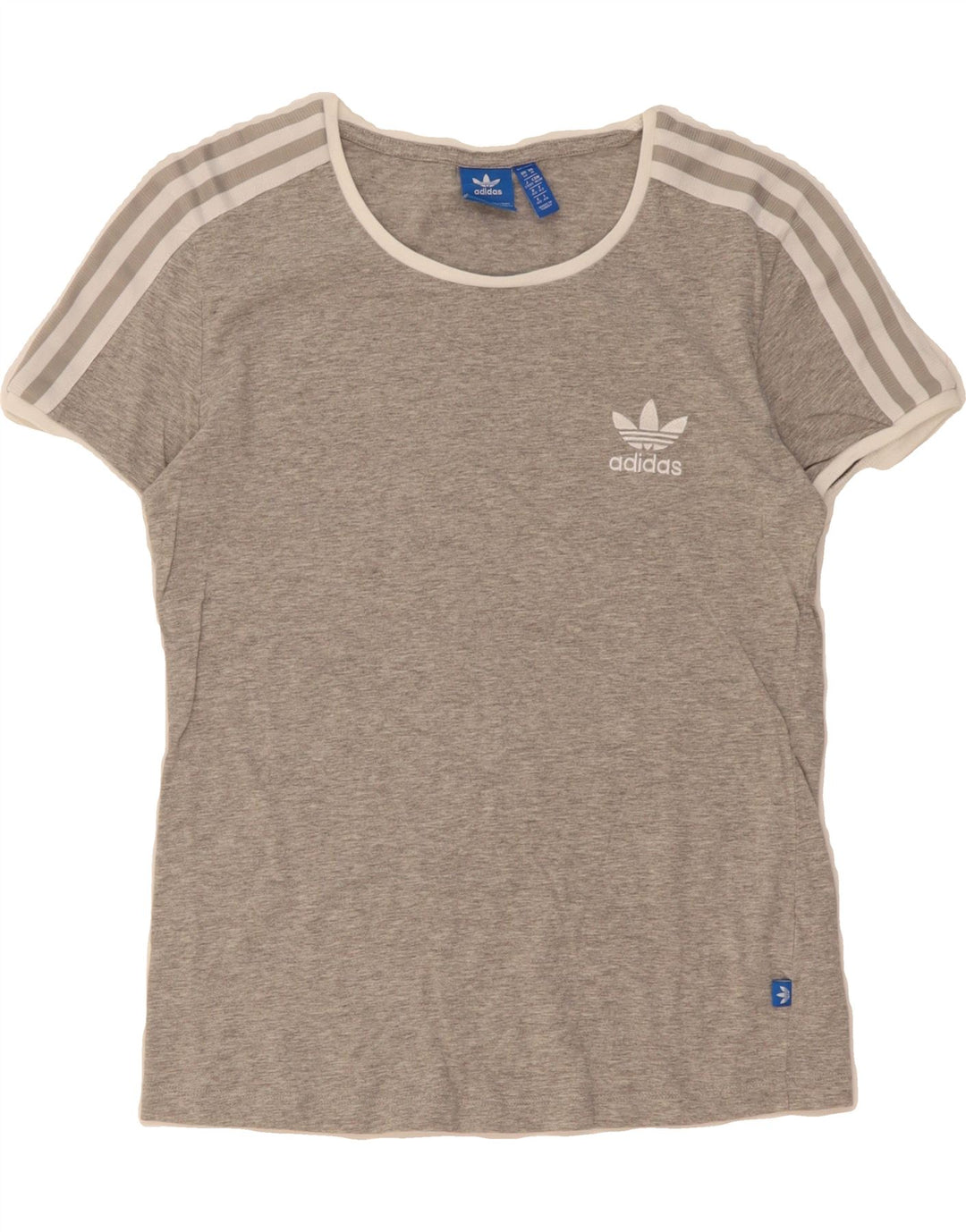 ADIDAS Womens T-Shirt Top UK 14 Medium Grey Cotton Vintage Adidas and Second-Hand Adidas from Messina Hembry 