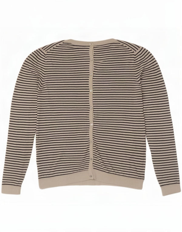 Massimo Dutti Damen-Cardigan-Pullover UK 14 Große weiß gestreifte Seide