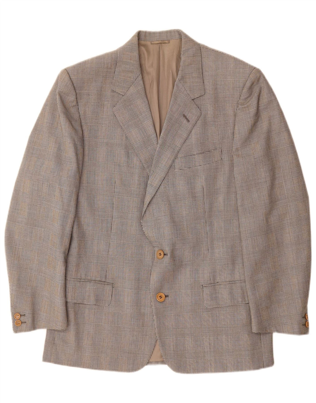 Burberrys Mens 2 Button Blazer Jacket IT 48 Medium Grey Check Wool