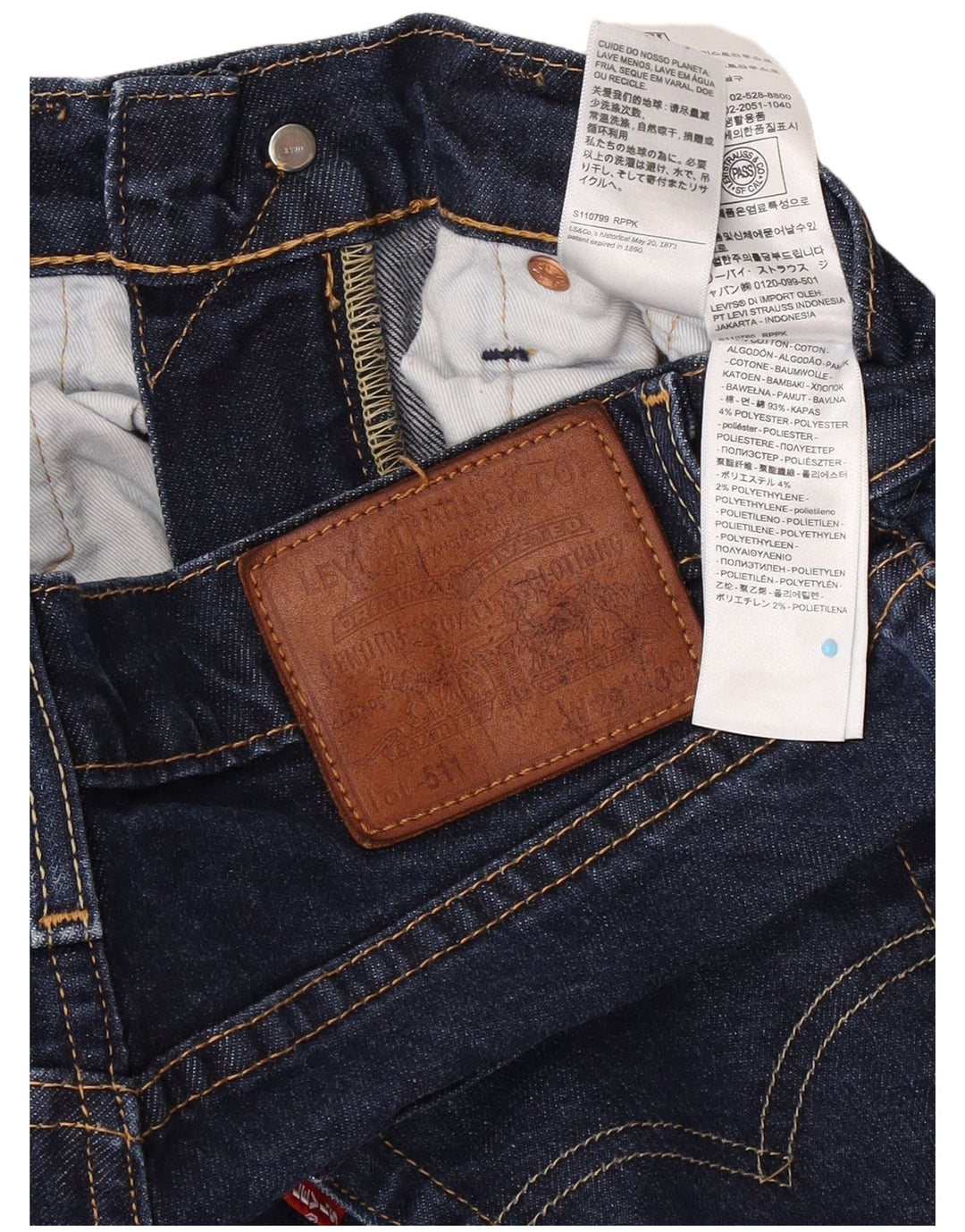 Jeans Levi's Uomo 511 Slim W29 L27 Cotone Blu Navy