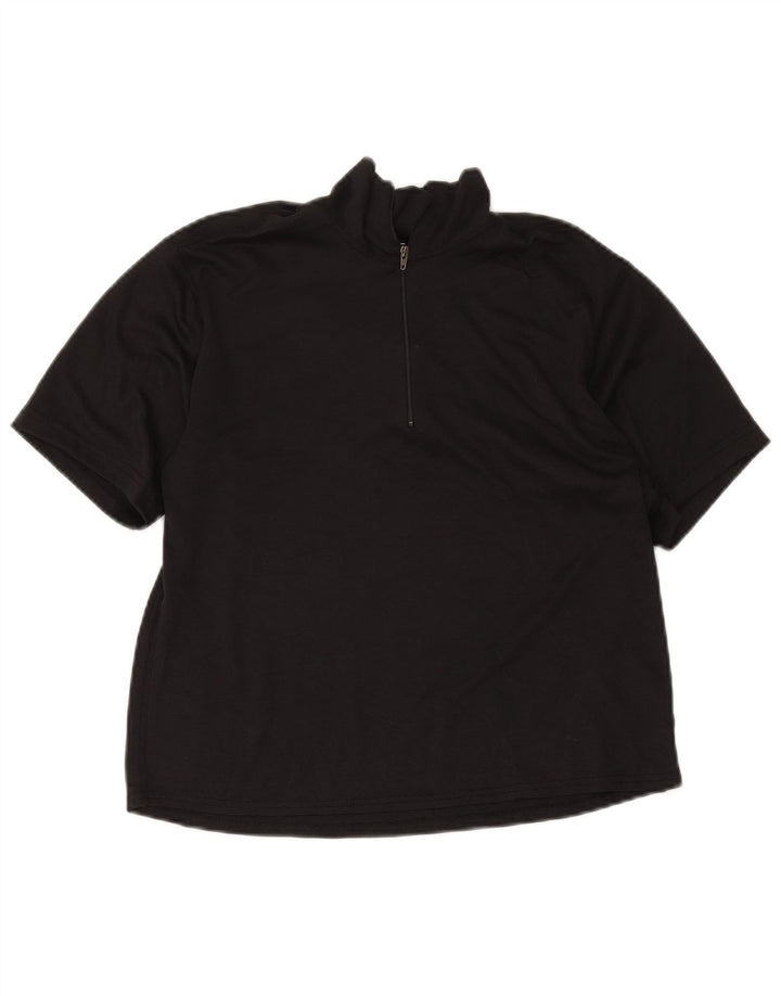 Patagonia Womens Zip Neck T-Shirt Top UK 14 Medium Black Polyester