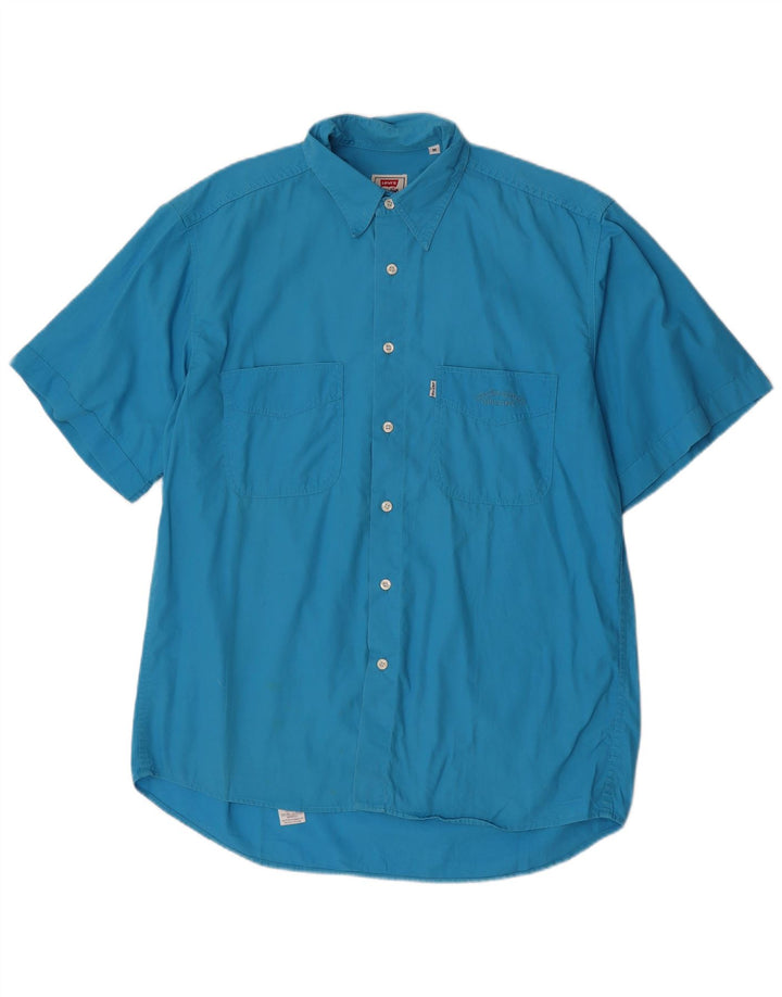 Camicia a maniche corte da uomo Levi's in cotone blu medio