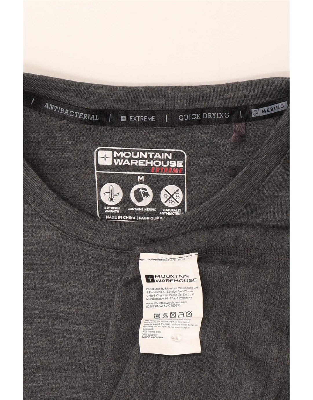T-shirt da uomo Mountain Warehouse Top in lana merino screziata grigio medio