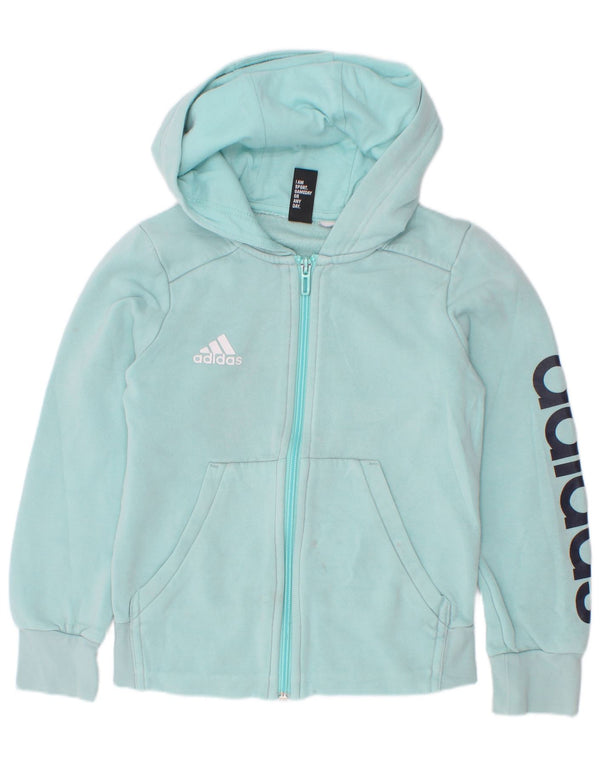 Felpa con cappuccio con zip grafica per ragazze Adidas 5-6 anni blu
