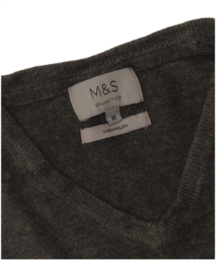 Marks & Spencer Herren-Pullover mit V-Ausschnitt, mittelgraues Acryl