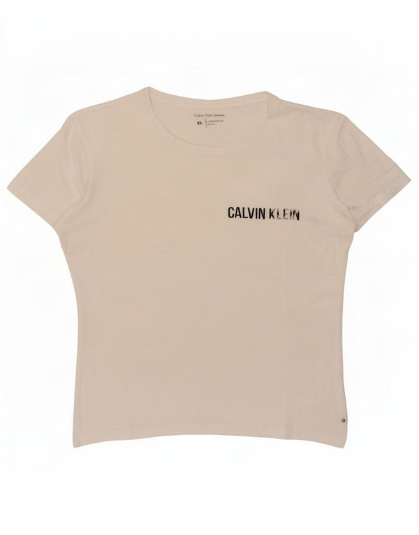 Damska koszulka graficzna Calvin Klein Jeans Top UK 18 XL, biała