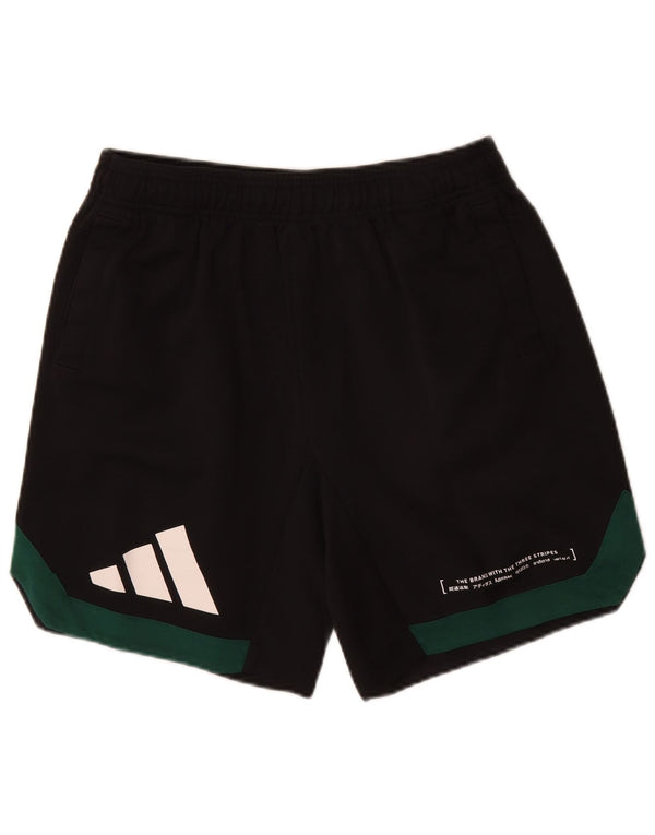Adidas Short de sport graphique pour homme en coton color block Noir Taille L