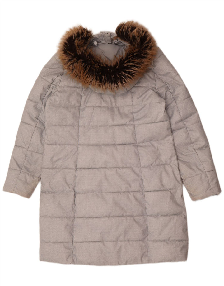 Barbour Womens Hooded Padded Coat UK 16 Large Grey Polyester