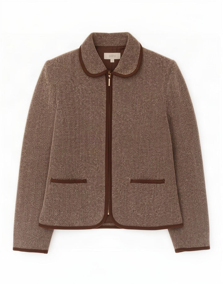 Marks & Spencer Chaqueta Blazer para Mujer UK 10 Small Brown Herringbone