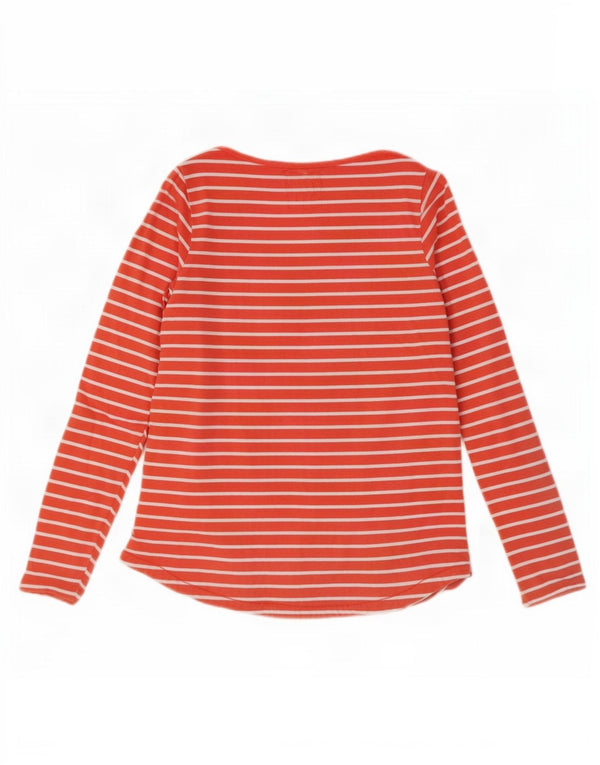 Fat Face Top da donna a maniche lunghe UK 12 Cotone a righe arancione medio