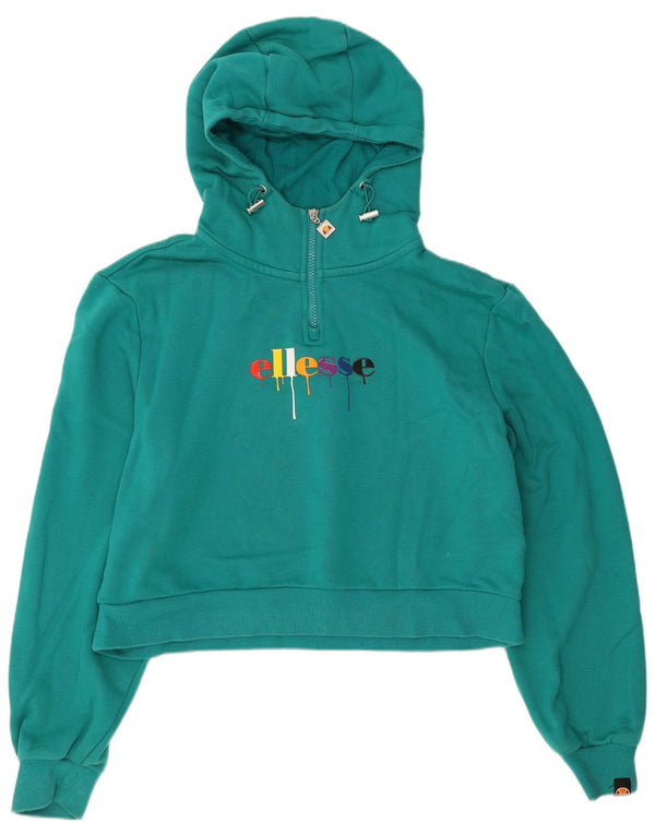 Ellesse - Sudadera con capucha para mujer, diseño gráfico, talla 40, algodón, color turquesa mediano