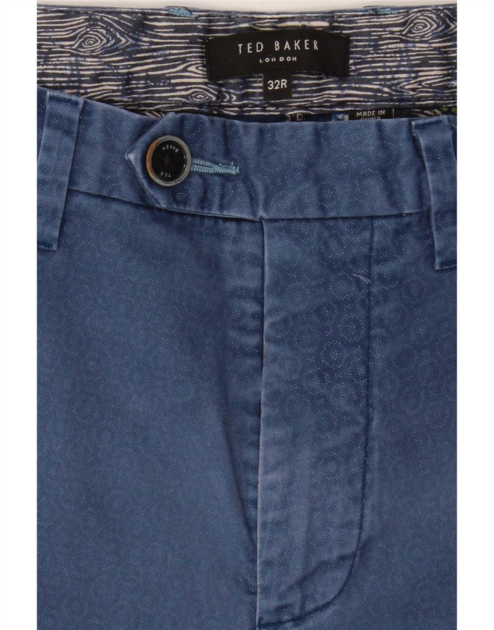 Pantalones cortos chinos para hombre de Ted Baker W32 Algodón geométrico azul medio