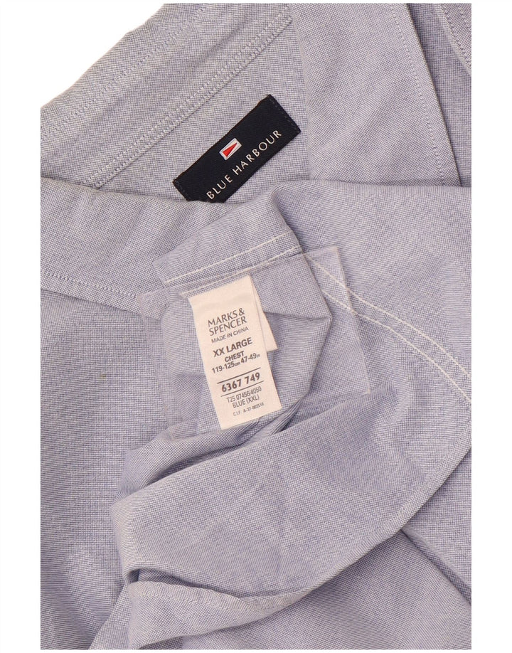 Marks & Spencer Mens Short Sleeve Shirt 2XL Blue Cotton