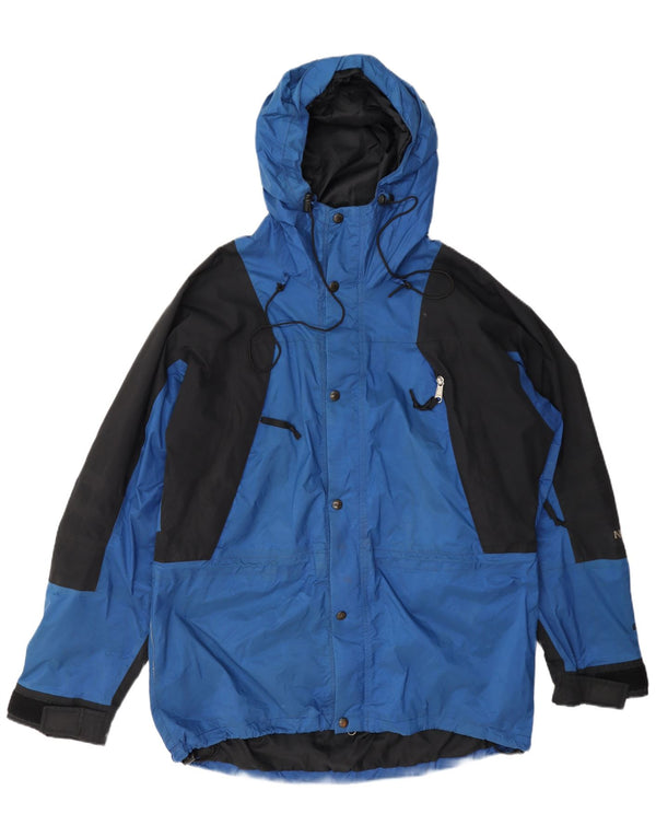 The North Face Mens Hooded Rain Jacket UK 40 Large Blue Colourblock Nylon