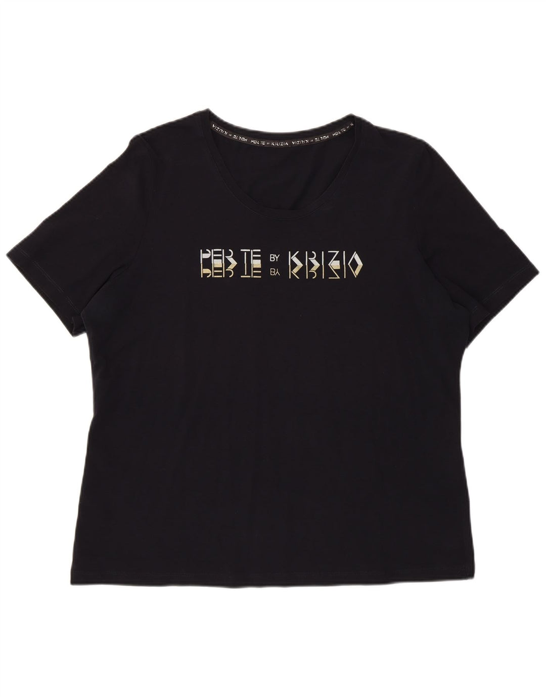 Perte by Krizia Womens Regular Graphic T-Shirt Top UK 12 Medium Navy Blue