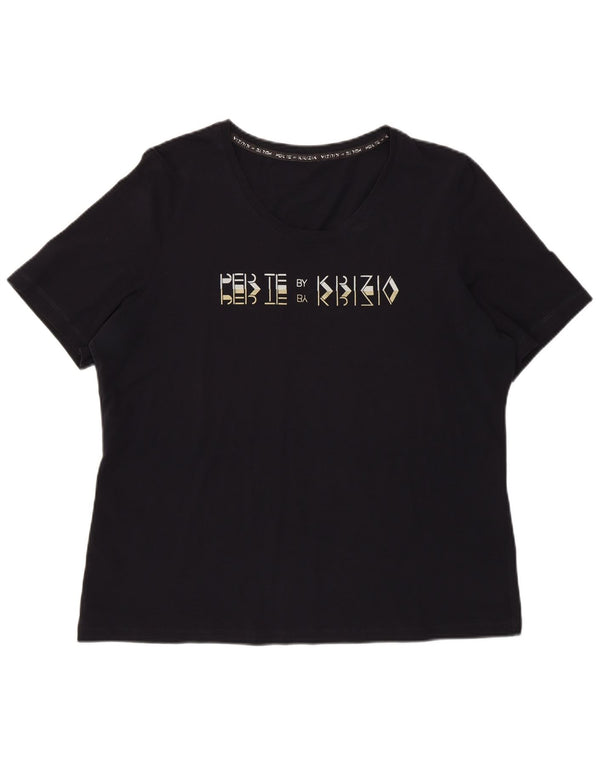 Perte by Krizia γυναικείο κανονικό γραφικό μπλουζάκι Top UK 12 Medium Navy Blue