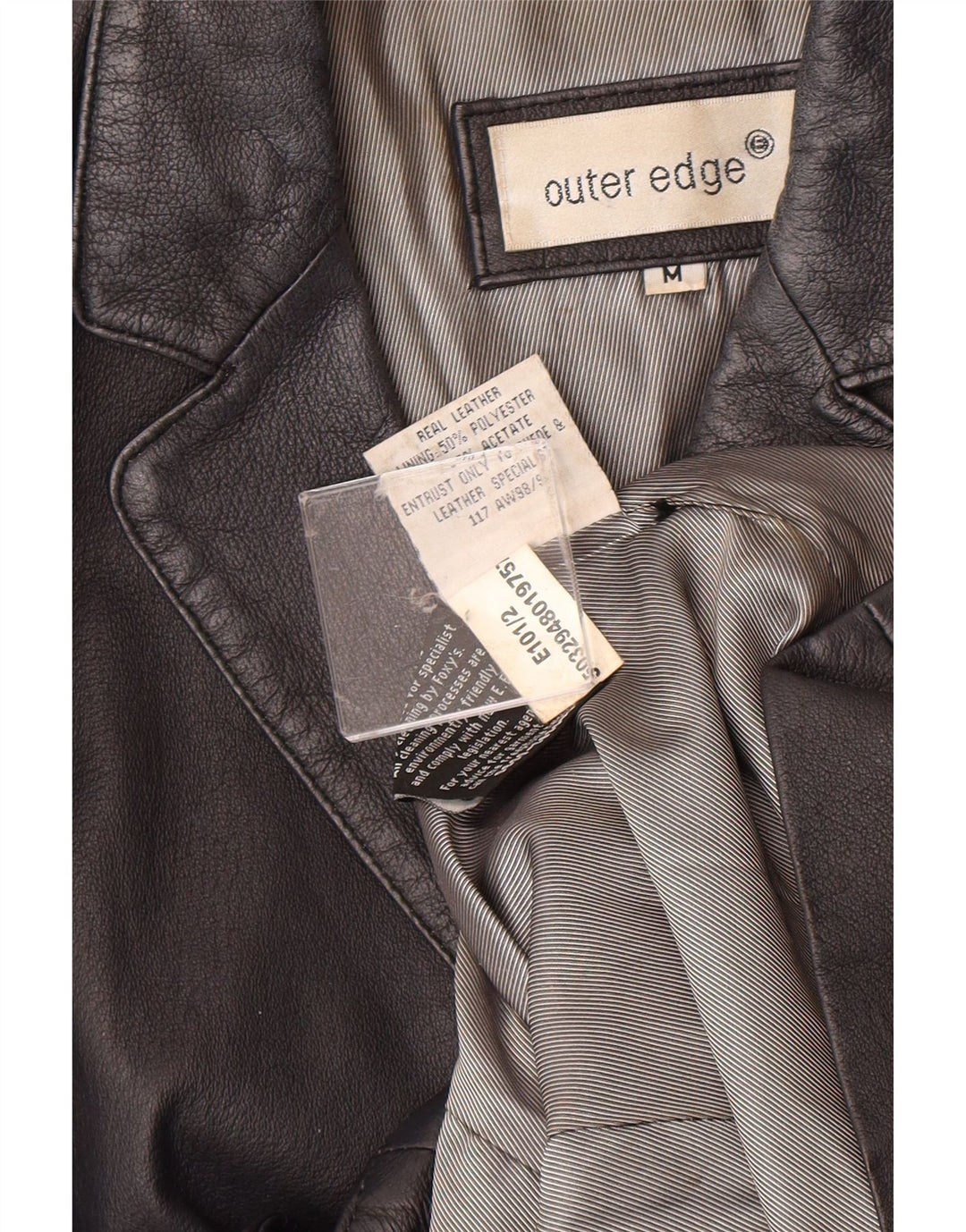 OUTER EDGE Womens Leather Jacket UK 12 Medium Black Leather