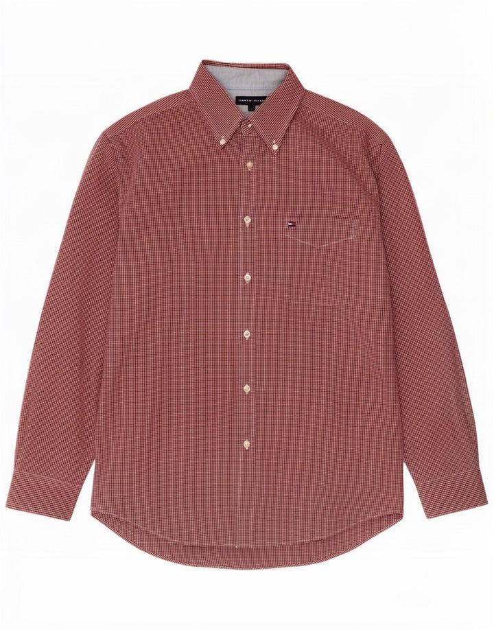 Tommy Hilfiger Camisa para hombre grande de algodón a cuadros rojo