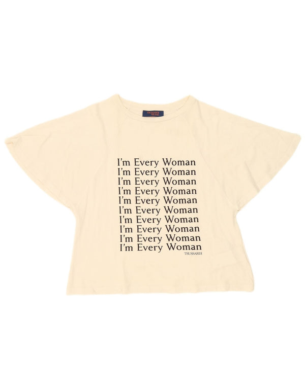 T-shirt grafica oversize da donna Trussardi Jeans UK 6 XS bianco sporco