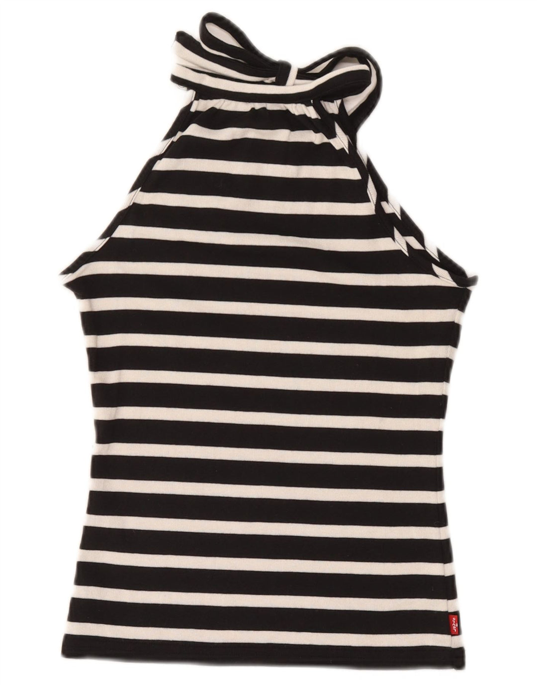 Levi's Womens Crop Halter Top UK 8 Small Black Striped Cotton