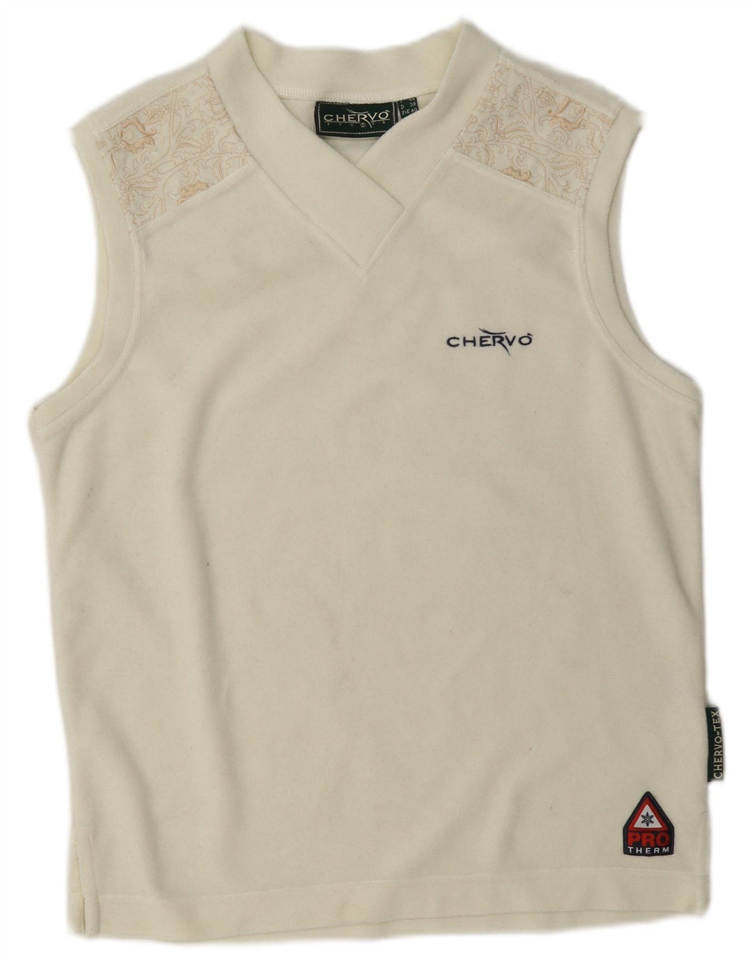 Chervo Damen Velours-Weste Top IT 44 Medium Off White Paisley Polyester