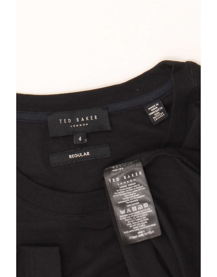 Ted Baker Mens Regular Fit T-Shirt Top Size 4 Large Black Cotton