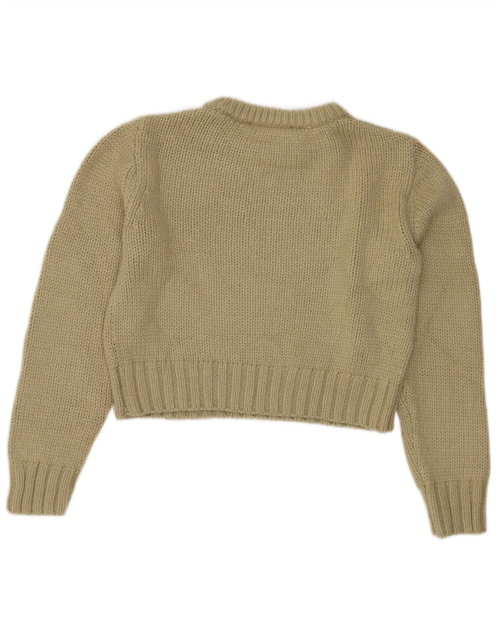 ZARA Damen Crop-Pullover mit U-Boot-Ausschnitt, UK 14, Mittelgrün, Polyester